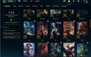 Conta bronze 1 com 62 Champs e 31 Skins + 2 Fragmentos