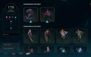 Conta LoL Ex mestre, com skins únicas e 365 skins.
