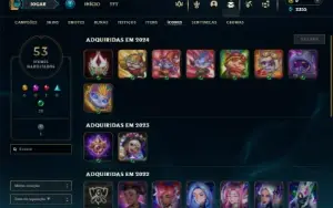 Unranked com 40 Champs e 9 Skins + 2 Fragmentos