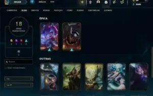 Unranked com 45 Champs e 18 Skins ( SUP / ADC )