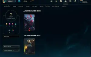 Mestre com 26 Champs e 2 Skins + 11 Fragmentos