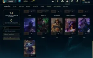 Mestre com 26 Champs e 2 Skins + 11 Fragmentos