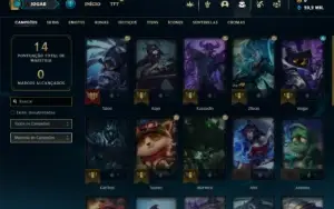 Mestre com 26 Champs e 2 Skins + 11 Fragmentos