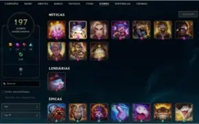 CONTA LOL 257 SKINS PLATINA