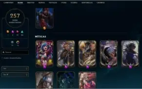 CONTA LOL 257 SKINS PLATINA