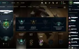Conta Platina, várias skins, ícones e alta taxa de Win Rate.