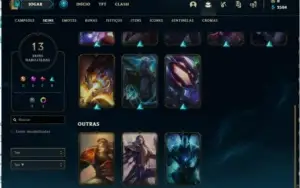 conta mestre com 80 champions, 13 skins, e hextec sobrando