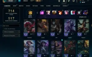 Unranked com TODOS os champs e 258 Skins + 7 Vitoriosas