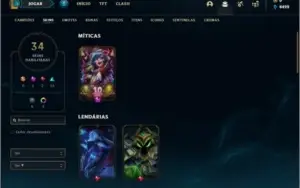 Conta ouro 3 com 34 skins e 59 champs ( MAIN SUPORTE )