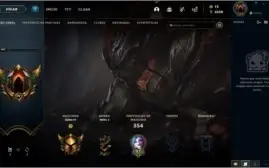 Nível 197, 108 Campeões, 84 Skins, 10 Lendárias e 27 Épicas