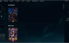 Nível 197, 108 Campeões, 84 Skins, 10 Lendárias e 27 Épicas