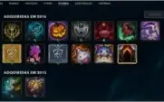 Nível 197, 108 Campeões, 84 Skins, 10 Lendárias e 27 Épicas