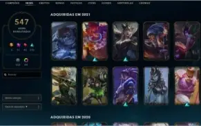 CONTA LEAGUE OF LEGENDS + VALORANT 547 SKINS NO LOL
