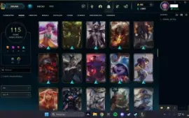 Conta lol top, falta 18 campeões 115 skins