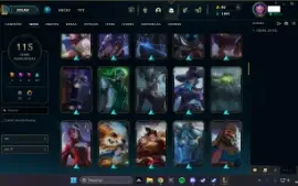 Conta lol top, falta 18 campeões 115 skins