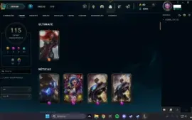 Conta lol top, falta 18 campeões 115 skins