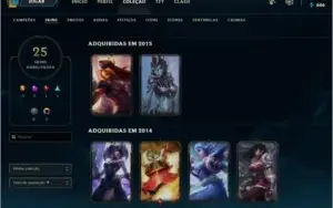 Conta unranked LOL 119 campeões 25 skins