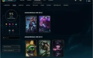Conta unranked LOL 119 campeões 25 skins