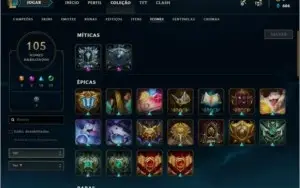 Conta unranked LOL 119 campeões 25 skins