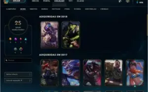 Conta unranked LOL 119 campeões 25 skins