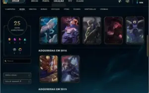 Conta unranked LOL 119 campeões 25 skins