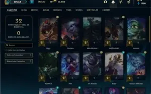 Conta ouro 4 com 35 Champs e 2 Skins + 8 Fragmentos