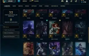 Conta ouro 4 com 35 Champs e 2 Skins + 8 Fragmentos
