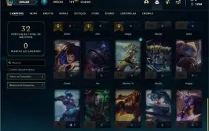 Conta ouro 4 com 35 Champs e 2 Skins + 8 Fragmentos