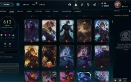 613 Skins,Todos os campeões, platina 1 na flex,9715R$ gastos