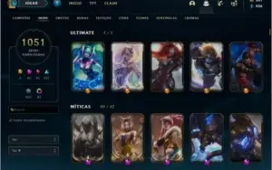 Conta LoL 1k+ skins, platina IV.