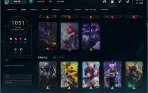 Conta LoL 1k+ skins, platina IV.