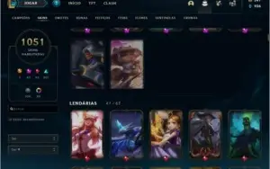 Conta LoL 1k+ skins, platina IV.
