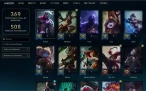 conta lol plat 4 muitas skins