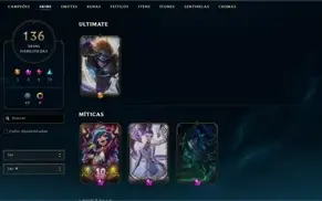 conta lol plat 4 muitas skins
