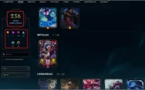 CONTA LOL 236 SKINS+ 226 ICONES
