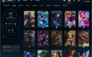 CONTA LOL: COM 35 SKINS - 76 CHAMPIONS - BORDA PLATINA