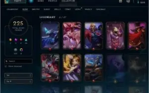 CONTA LOL 125 CHAMPIONS (225 SKINS - ELO PLAT I)