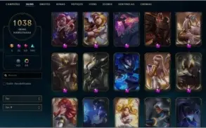 Conta LoL  PAX  Platina 3  1038 Skins  Todos os campeões