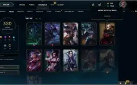 Conta lol, ouro 2, 380 skins, possui beta de valorant