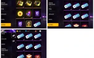 Conta free fire. (Feminina, com 200 reais gastos, antiga)