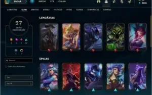 Conta ouro 4 com 27 skins e 34 champs