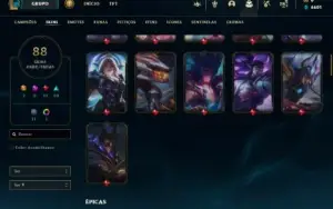 Conta lol plat 3 mtas skins