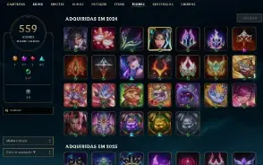 Conta mestre lol com 1138 skins, all champs, mmr bom