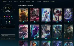 Conta mestre lol com 1138 skins, all champs, mmr bom