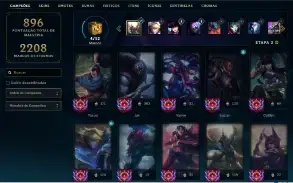 Conta mestre lol com 1138 skins, all champs, mmr bom