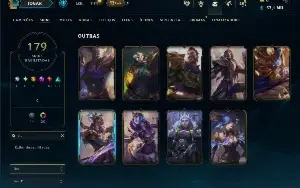 Unranked com 150 Champs e 179 Skins ( JG / MID / SUP )