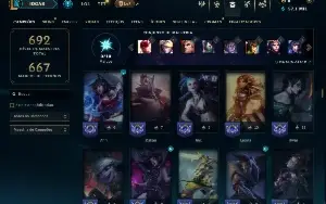 Unranked com 150 Champs e 179 Skins ( JG / MID / SUP )