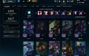 Unranked com 150 Champs e 179 Skins ( JG / MID / SUP )