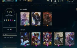 Unranked com 150 Champs e 179 Skins ( JG / MID / SUP )