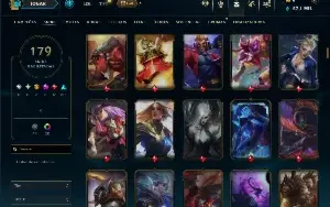 Unranked com 150 Champs e 179 Skins ( JG / MID / SUP )
